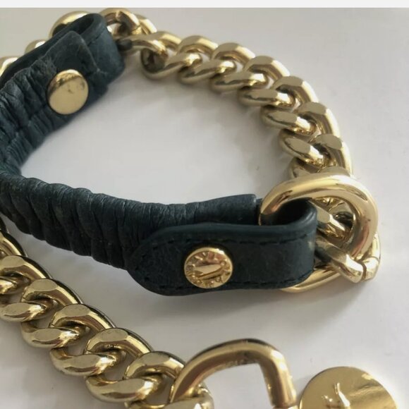 BIMBA Y LOLA Chain link + Green Leather bracelet - Picture 3 of 6